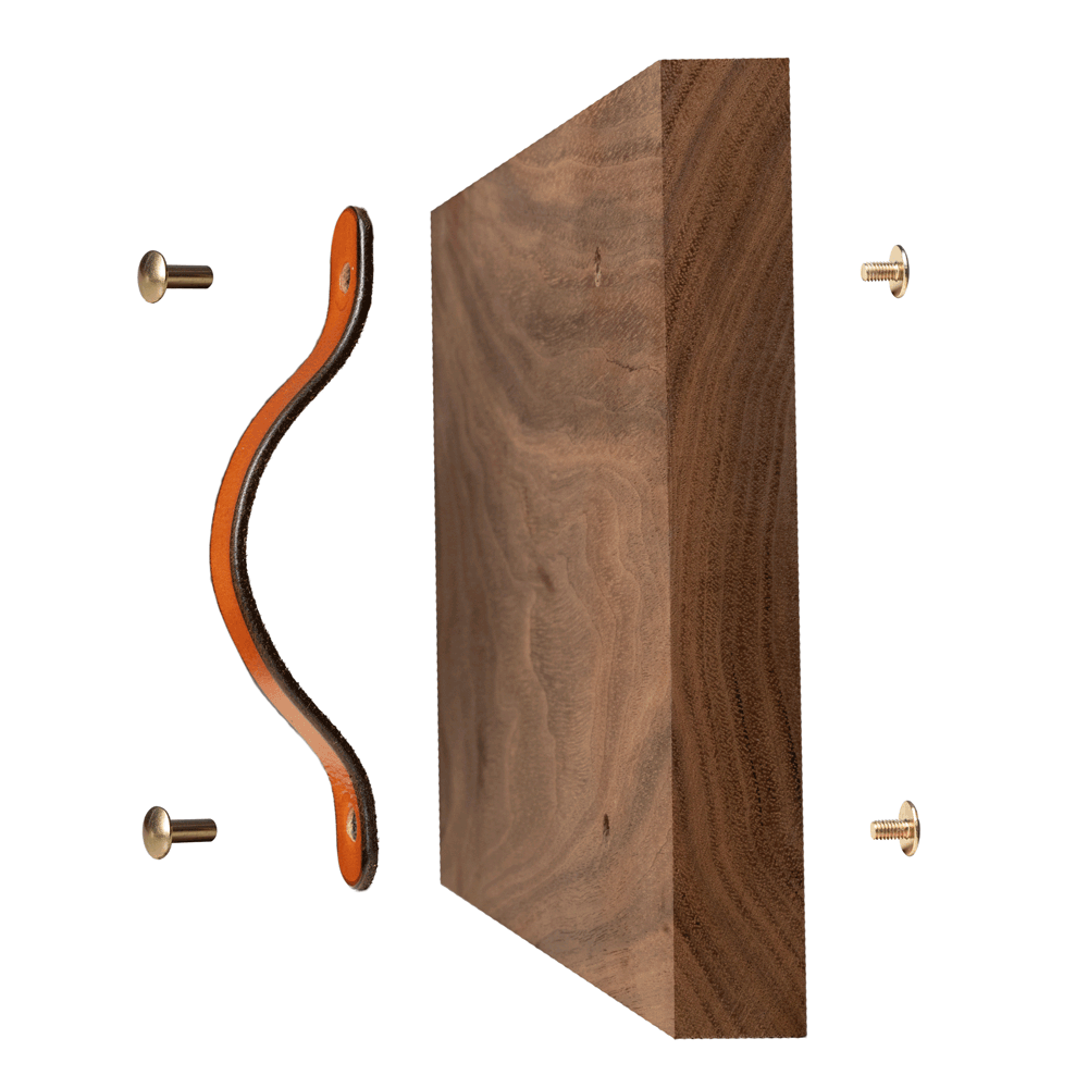 Walnut Studiolo AS-IS AS-IS SALE Leather Handle - The Flanders - 3 Sizes 1 / Nickel Brass or Black (Specify in Notes)