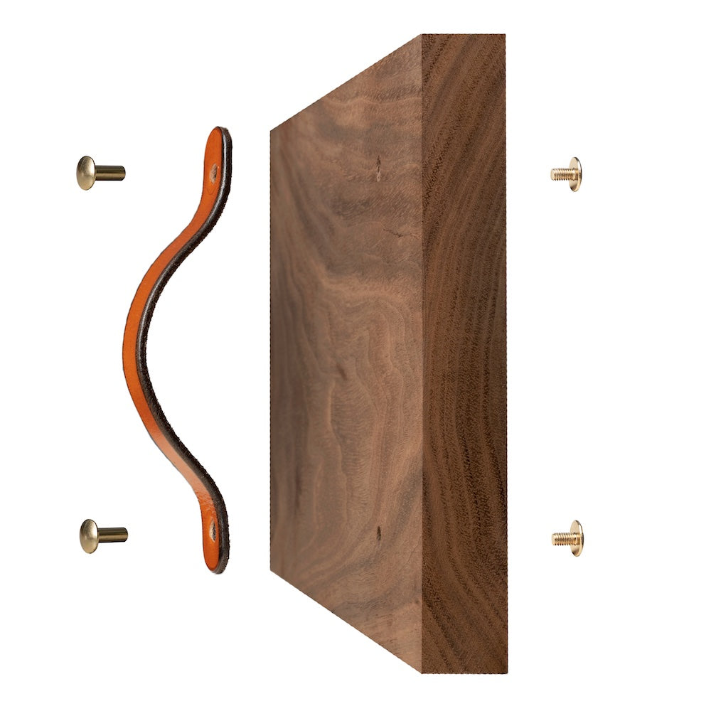 Walnut Studiolo AS-IS AS-IS SALE Leather Handle - The Flanders - 3 Sizes 1 / Nickel Brass or Black (Specify in Notes)