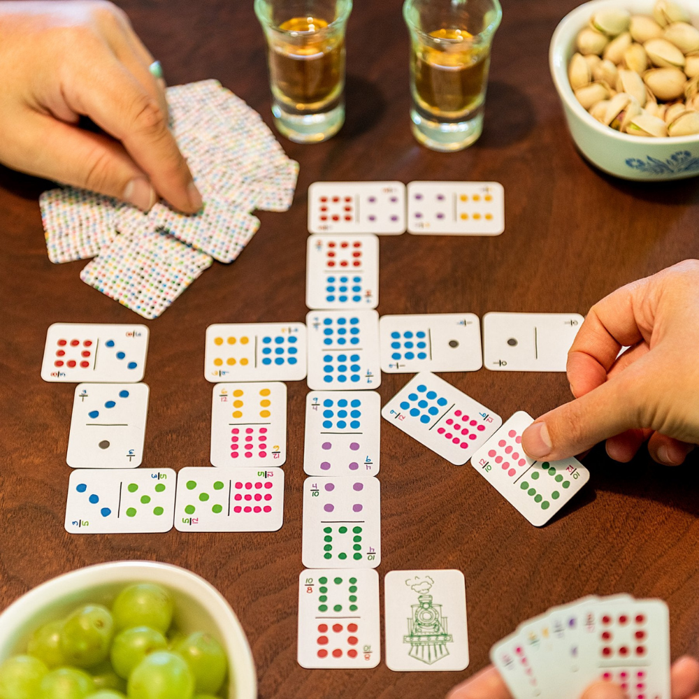 Walnut Studiolo AS-IS AS-IS SALE Double 12 Travel Domino Playing Cards Domino-Size Cards / Crushed Box Corner (1 of 2 Shown)
