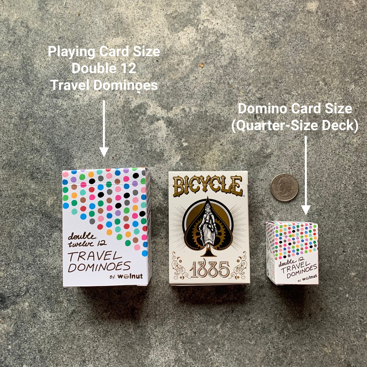 Walnut Studiolo AS-IS AS-IS SALE Double 12 Travel Domino Playing Cards Domino-Size Cards / Crushed Box Corner (1 of 2 Shown)