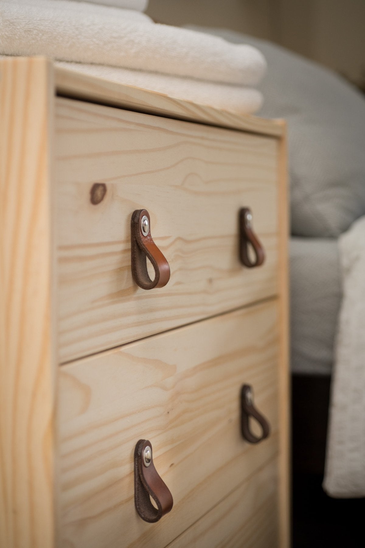 Walnut Studiolo AS-IS AS-IS SALE Leather Drawer Pull - The Hawthorne (Small)