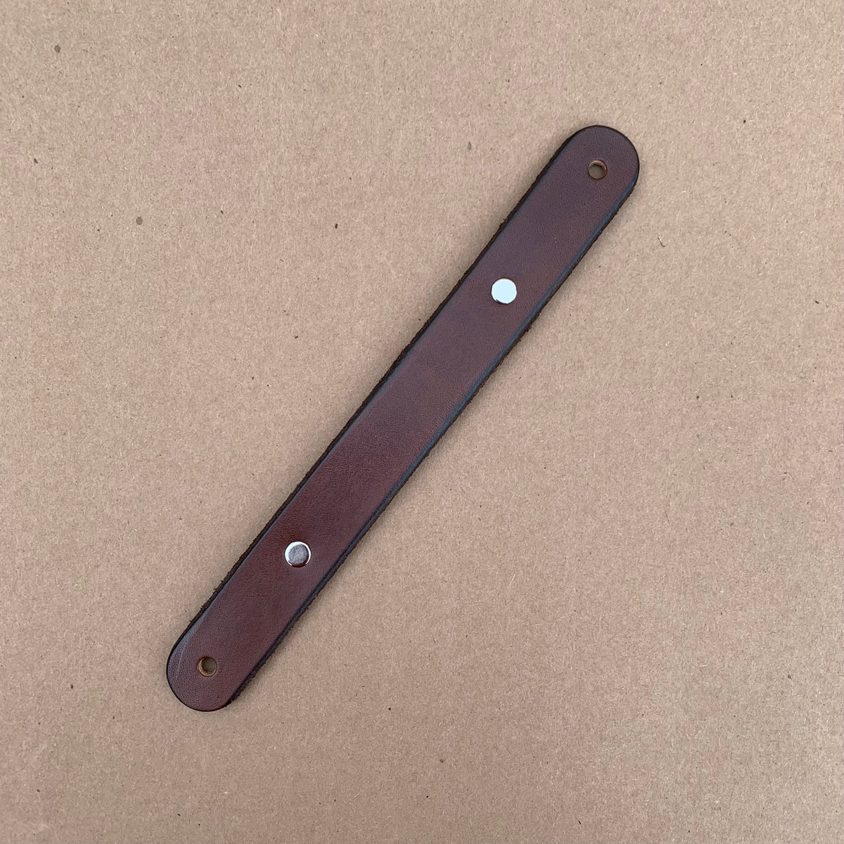 Walnut Studiolo AS-IS AS-IS SALE Leather Handle - The Tilikum Small 4" Center-to-Center / Dark Brown / Nickel / Leather Layers Slightly Offset