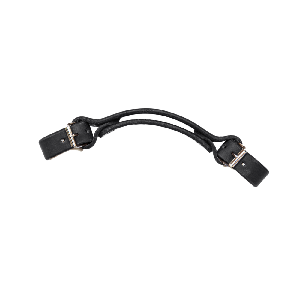 Black "little lifter" bike handle on white background with silver-look hardware