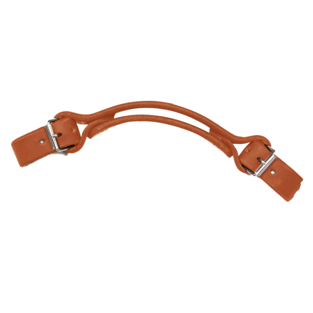 Honey leather "little lifter" bike handle on white background with silver-look hardware