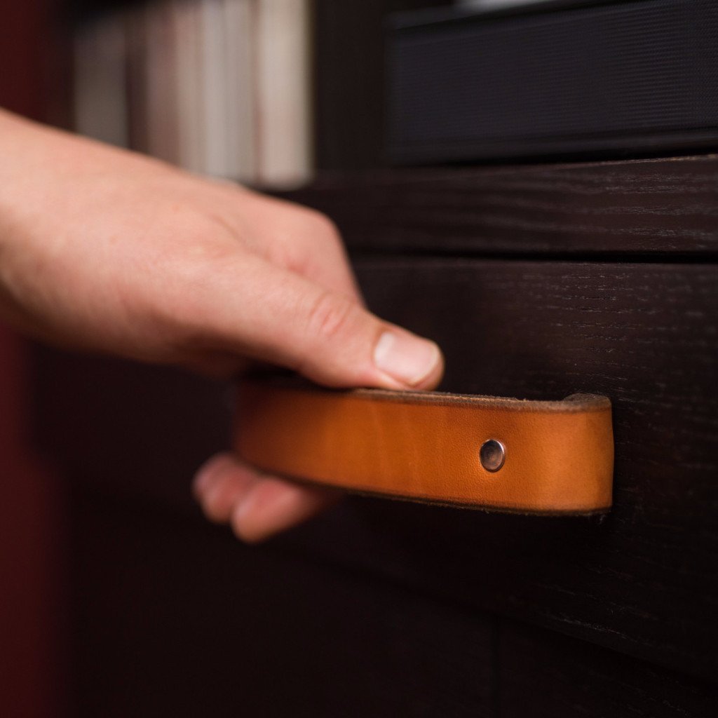 Walnut Studiolo Drawer Pulls AS-IS SALE Leather Handle - The Tilikum