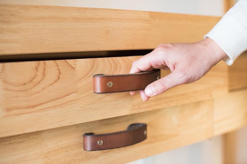 Walnut Studiolo Drawer Pulls AS-IS SALE Leather Handle - The Tilikum