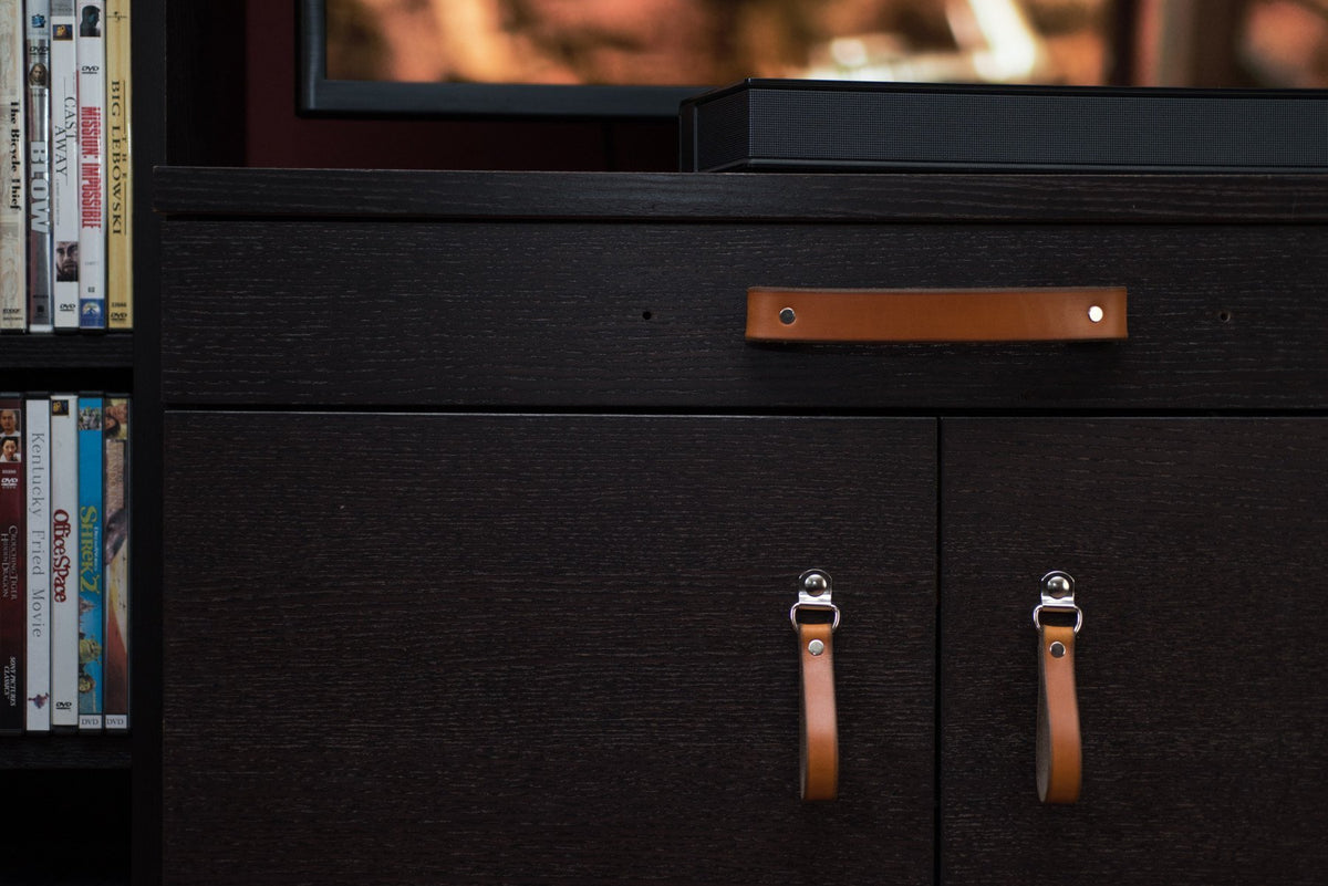 Walnut Studiolo Drawer Pulls AS-IS SALE Leather Handle - The Tilikum