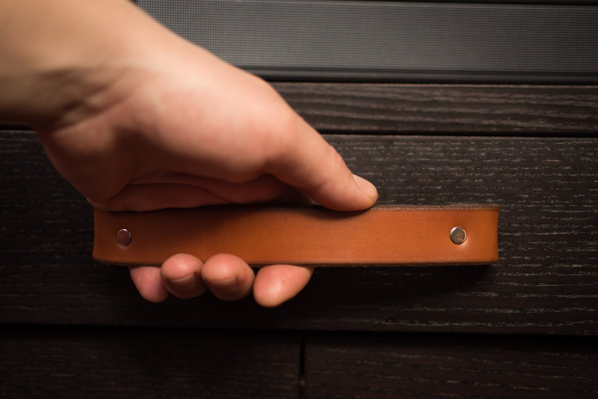 Walnut Studiolo Drawer Pulls AS-IS SALE Leather Handle - The Tilikum