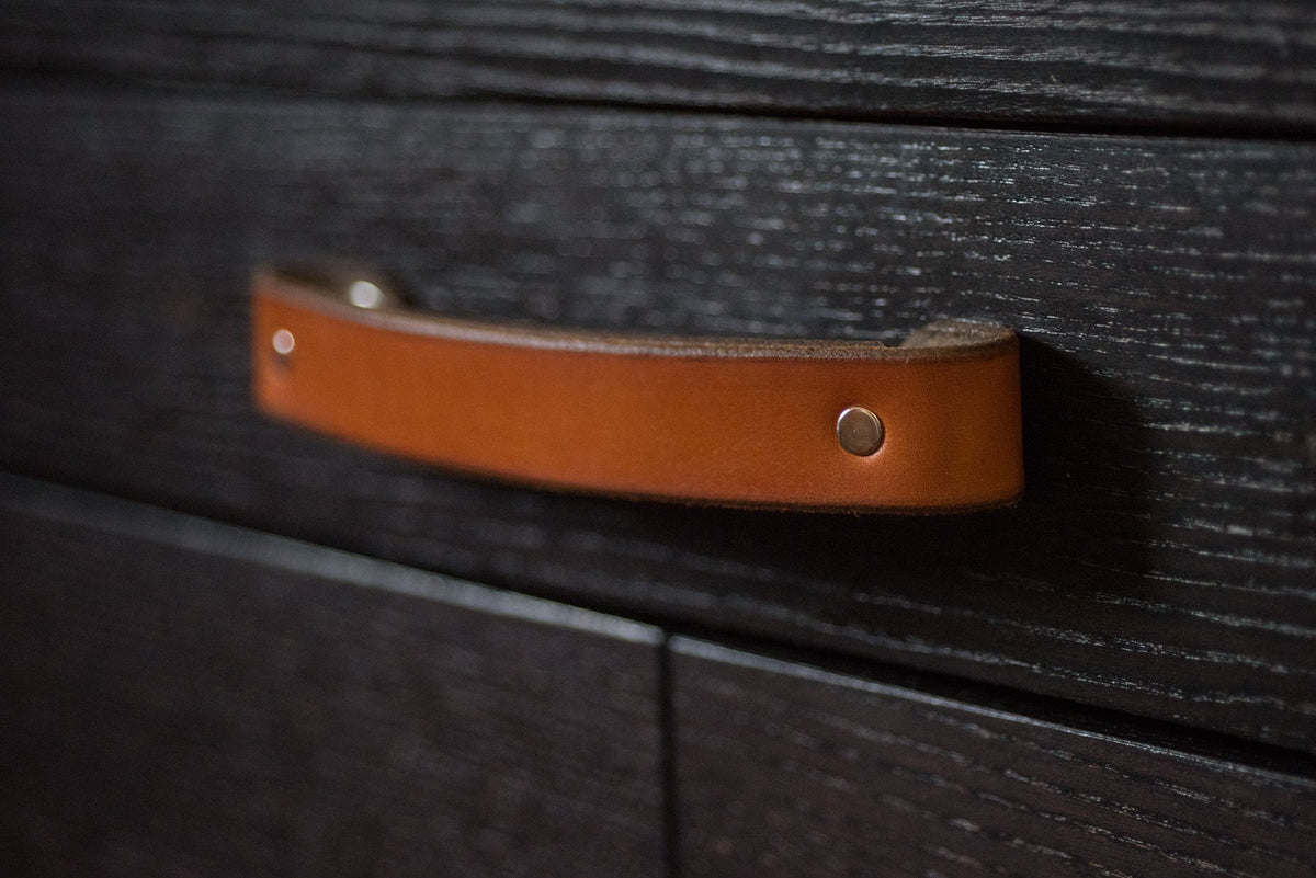Walnut Studiolo Drawer Pulls AS-IS SALE Leather Handle - The Tilikum