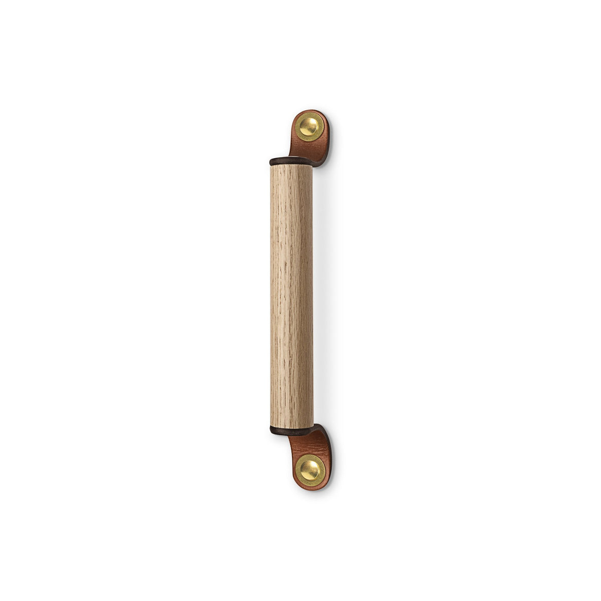 Walnut Studiolo Drawer Pulls Leather and Wood Handle - The Sellwood - 2 Sizes Honey / Brass / 9.5" Center-to-Center