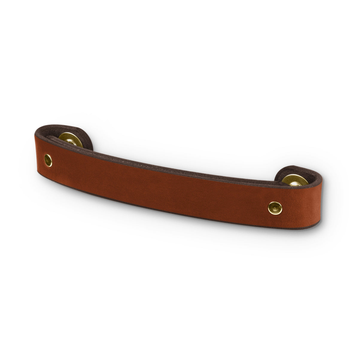 Walnut Studiolo Drawer Pulls Leather Handle - The Tilikum - 3 Sizes Honey / Brass / 6" Center-to-Center