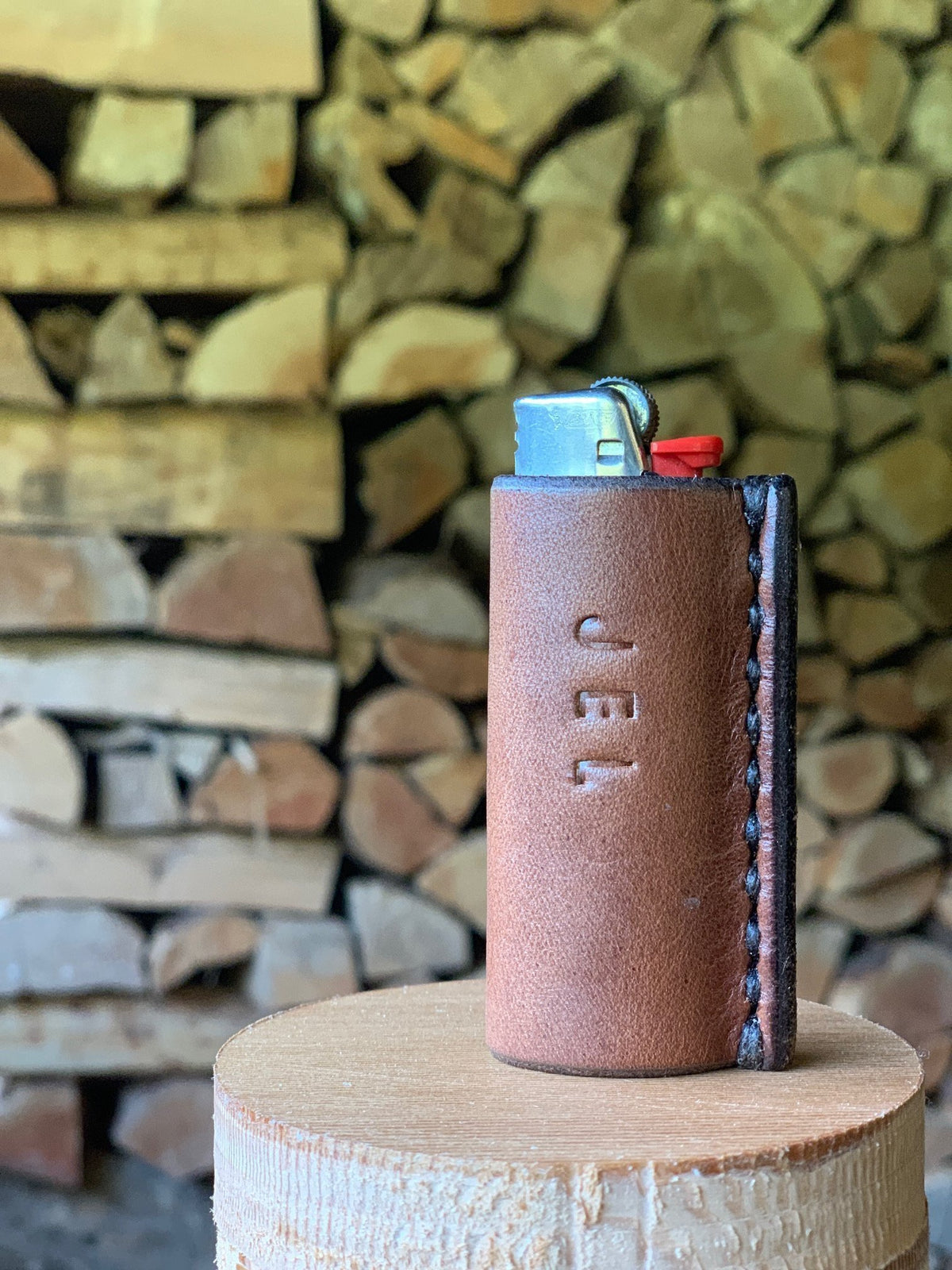 Walnut Studiolo Home and Office AS-IS SALE Leather Lighter Case