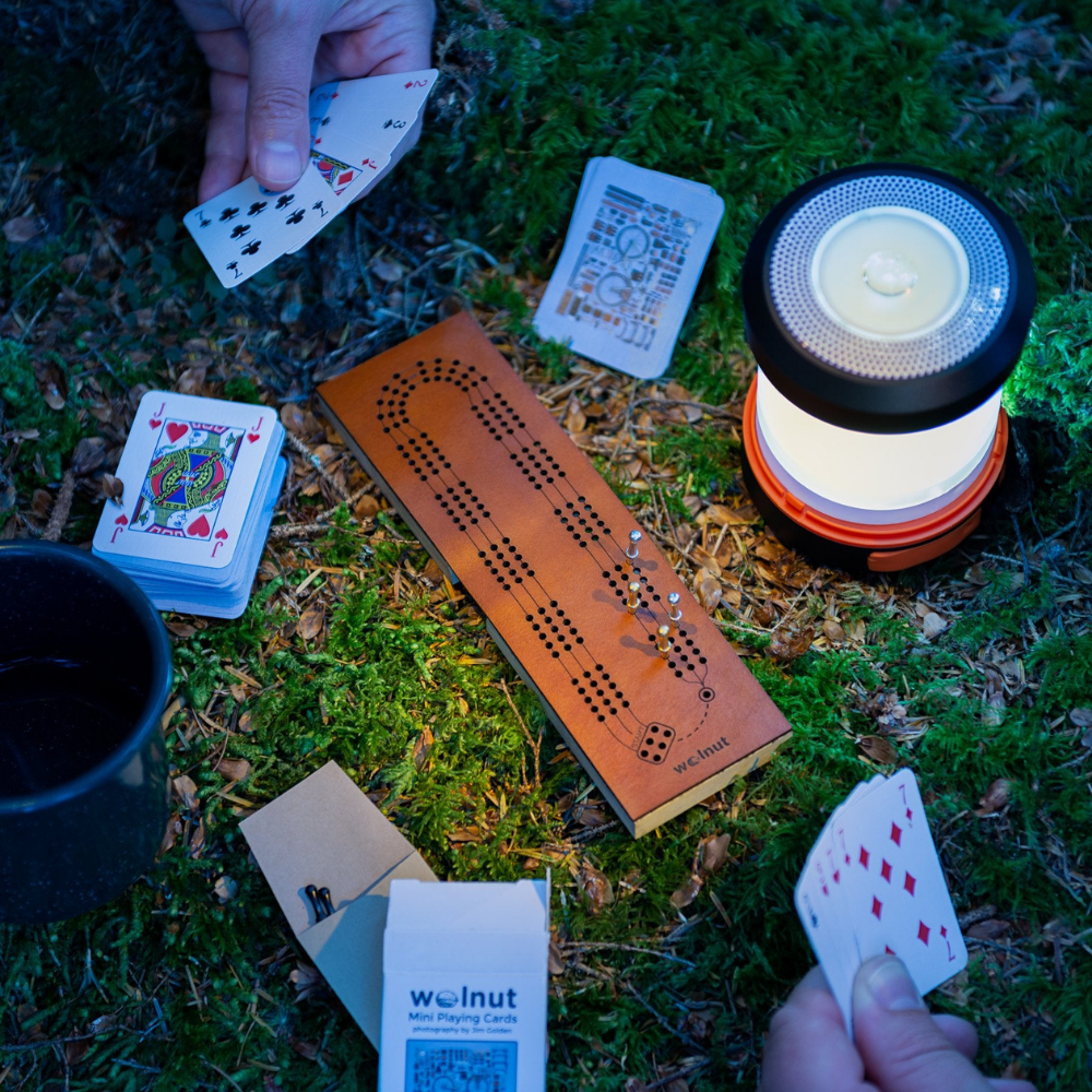 Walnut Studiolo Travel Games AS-IS SALE Mini Deluxe Travel Cribbage Board Small Gap Between Wood Sides