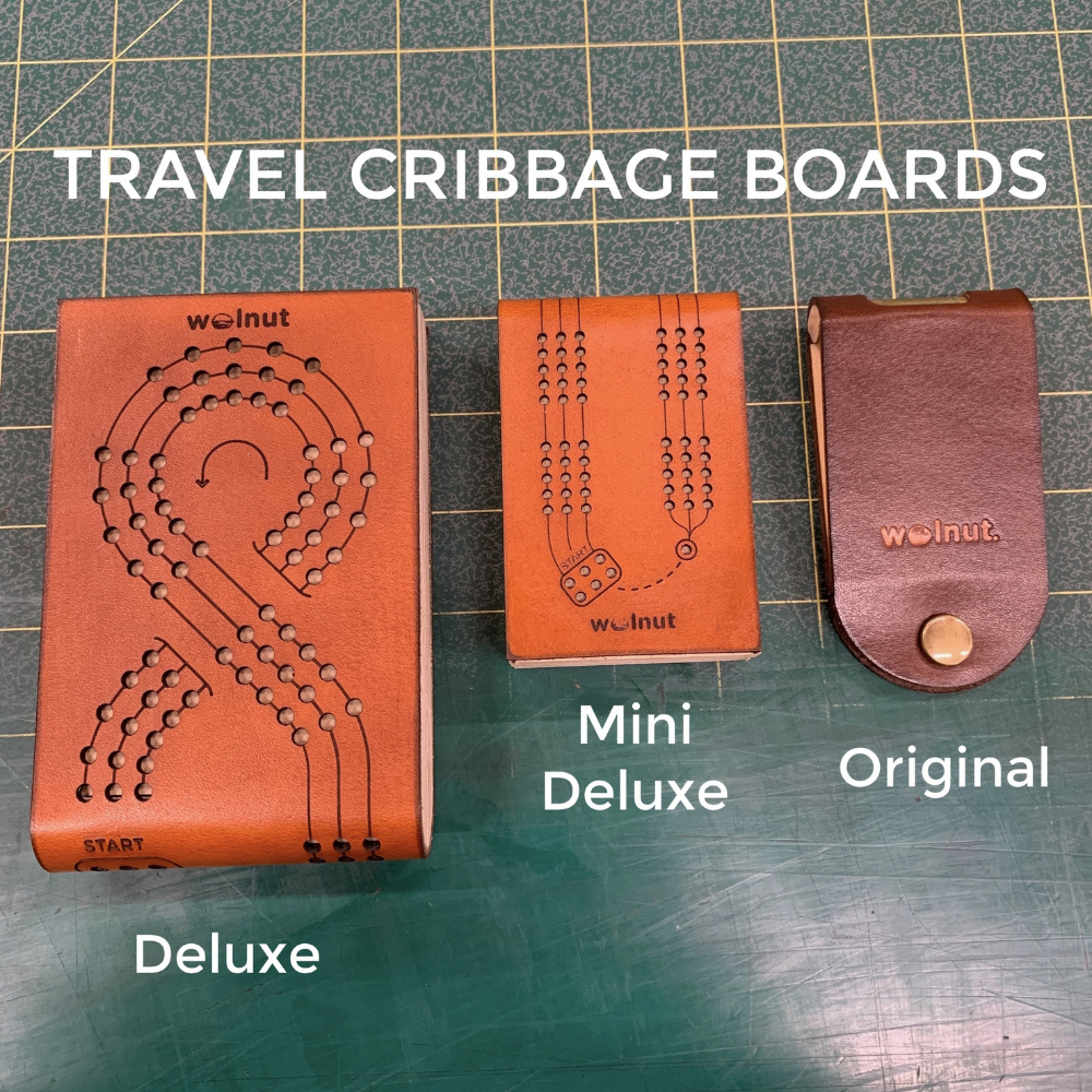 Walnut Studiolo Travel Games AS-IS SALE Mini Deluxe Travel Cribbage Board Small Gap Between Wood Sides