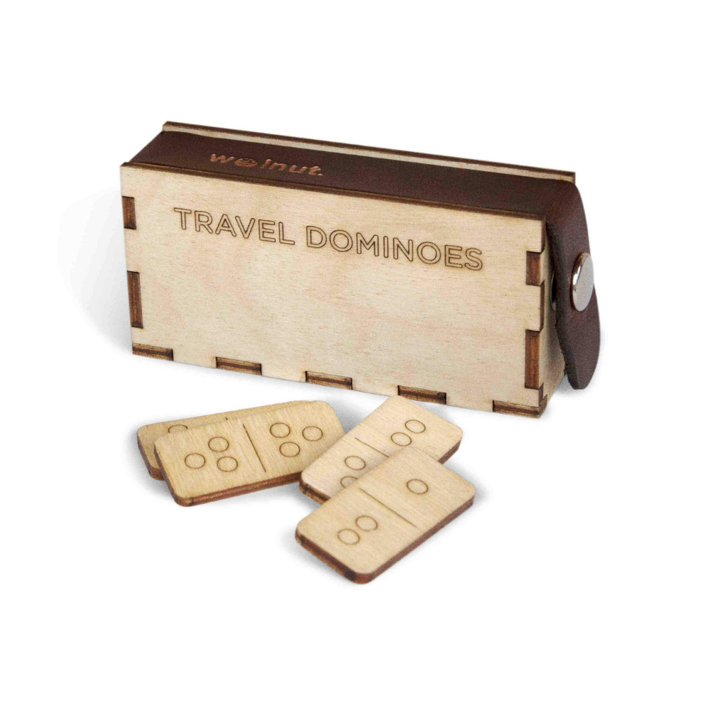 Walnut Studiolo Travel Games Double 6 Wood Travel Dominoes