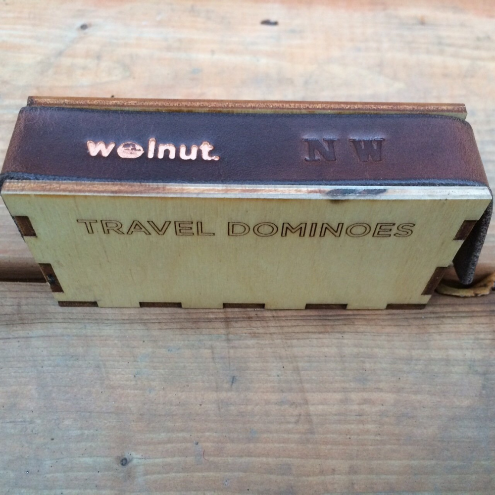 Walnut Studiolo Travel Games Double 6 Wood Travel Dominoes